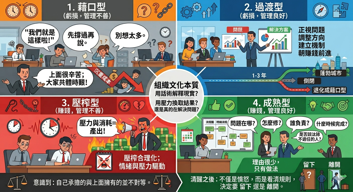 四種類型的組織 – 話術、壓力、解決問題